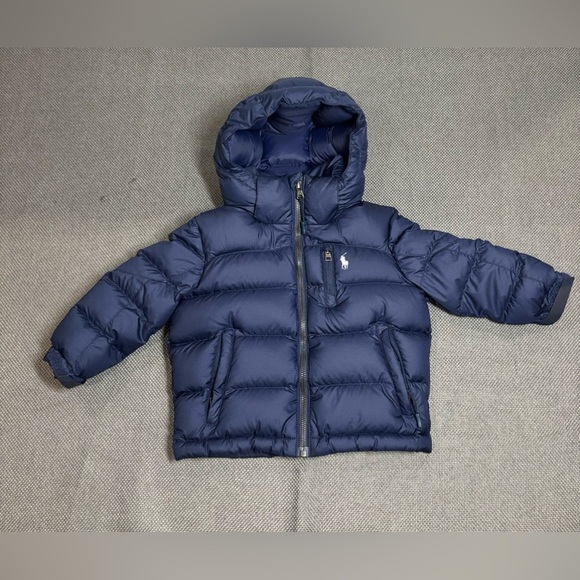 Polo Ralph Lauren Other - POLO RALPH LAUREN navy midnight blue down feather puffer coat zipper hood. 2/2T